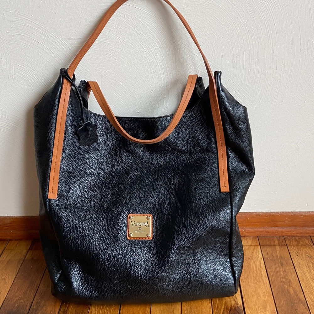 Valentina Black Leather Tote Bag - Picture 13 of 14